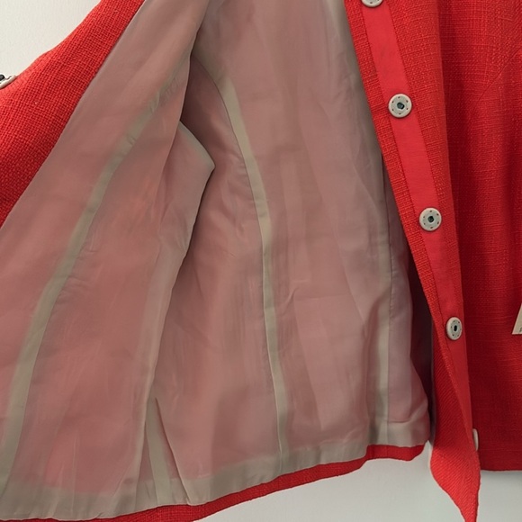 New Coldwater Creek Shell Embellished Jacket Orange Hopsack Snap Front Size 12 - Picture 11 of 15